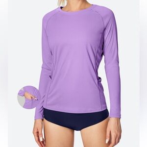 IUGA | Long Sleeve Lilac Lavender Purple Stretch Top UPF w/Pockets XL